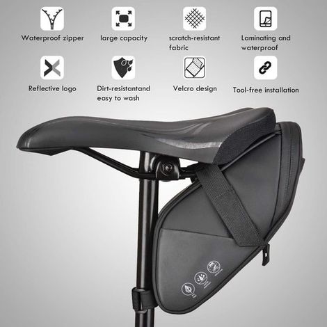 Bolsa impermeable para sillín de bicicleta con material reflectante,bolsa multifuncional para MTB y bicicleta de carretera (1/5)