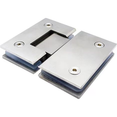 Ensemble de 2 charnières pour porte de douche en verre, montage sur verre, 180 degrés (1/3)