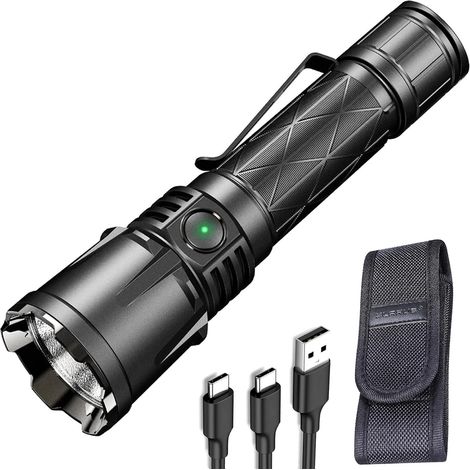 XT21X Pro 4400 Lumens Lampe torche tactique LED super brillante, 336 mètres, USB Rechargeable lampe de poche (1/5)