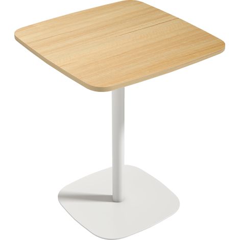 Table de cuisine carrée 2 places 60x60x75 cm plateau aspect bois naturel pieds carrés (1/5)