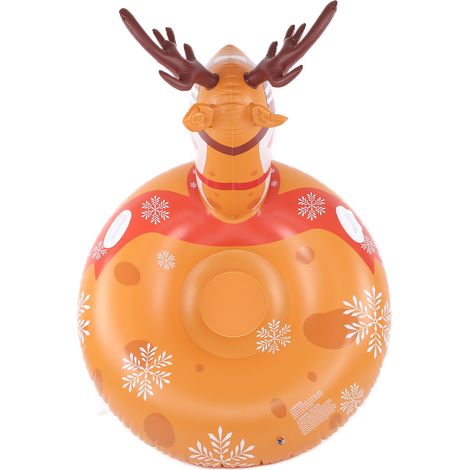 Toboggan Gonflable PVC Durable pour Neige, Design Rond Ski et Thème Festif Hiver