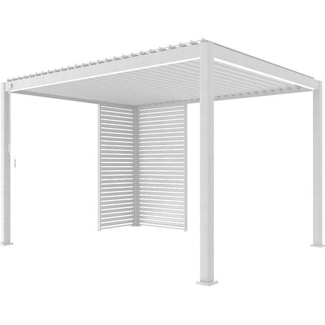 sweeek - Bioklimatische Pergola Aluminium 3x4m + 1 Lamellenwand 100 cm + 1 Lamellenwand 130 cm Triomphe