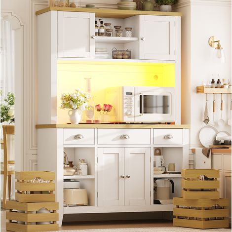 Armario de cocina alto 120x40x188 cm MDF blanco, LED RGB y almacenaje modulable - CHICFURN (1/5)