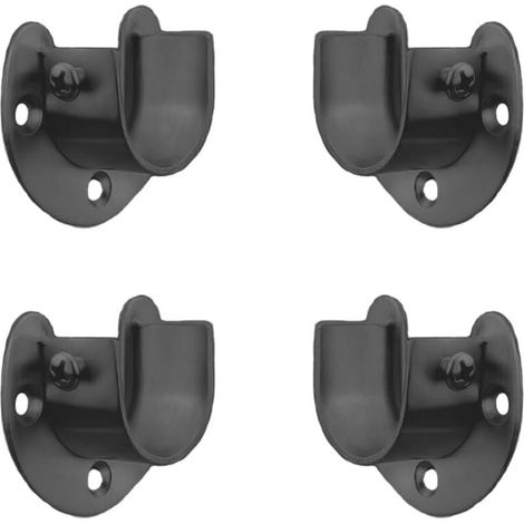 Set Black Edition di 4 staffe per asta per armadio a forma di U in acciaio inossidabile per asta per tenda da doccia da 32 mm (1/4)