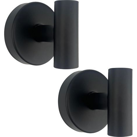 Crochets porte-serviettes de douche avec ventouse pour fixation murale, crochets robustes en acier inoxydable étanche pour chambre, salle de bain, cuisine, hôtel et bureau (2 x noir mat) (1/5)