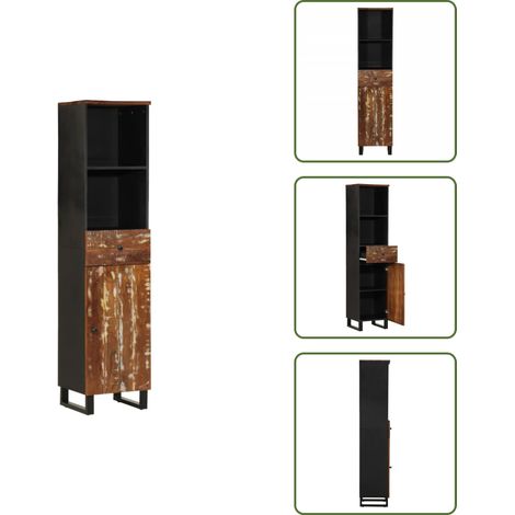 The Living Store Mobile da Bagno 38x33x160 cm in Legno Massello di Recupero - Mobile da bagno