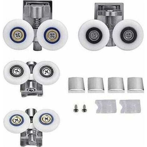 Casters of Door of Shower 26mm Casters Double Door of Shower Sliding Galets of Door of Shower Resistant Casters for Cabin of Shower for Door in Glass of 6 to 8 mm,Starlight,2 Pair (1/5)