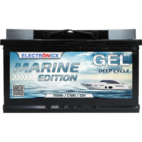GEL Batterie 110AH Electronicx Marine Edition Boot Schiff Versorgungsbatterie 12V Akku Deep Bootsbatterie Autobatterie Solarbatterie Solar Batterien… (1/5)