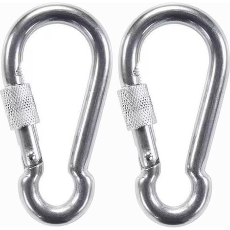 Mousquetons d'escalade d'extérieur, mousquetons à ressort en fer galvanisé, mousquetons de sécurité, attaches de chaîne, anneaux porte-clés, crochets, pinces d'escalade (1/5)