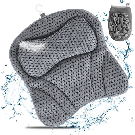 Oreiller de Bain Ergonomique avec 6 Ventouses et Technologie 4D Air Mesh Coussin Nuque Confort Baignoire et Spa (1/5)