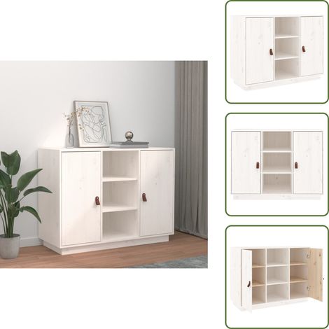 Buffet Blanc 100x40x75 cm Bois massif de pin - Buffet - Commode - Meuble De Rangement - Mobilier - Bois Massif (1/5)