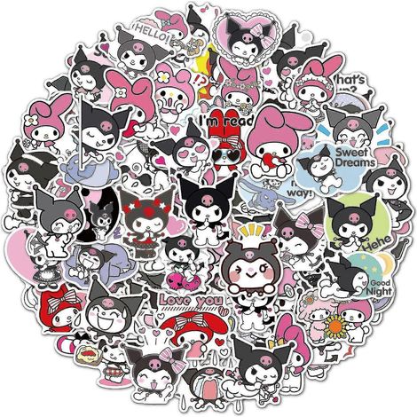 My Melody Cartoon Vinyl-Aufkleber, Handy-Dekoration, Anime-Aufkleber für Kinder, Spielzeug, Laptop-Geschenkaufkleber, Skateboard-DIY-Dekoration (1/5)