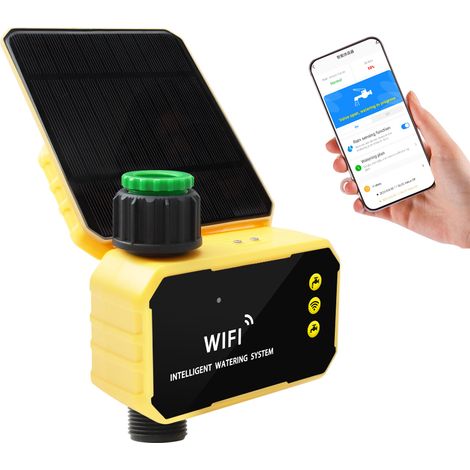 Decdeal Tuya WiFi Intelligente Gartenbewässerungssteuerungsvorrichtung Auto Wassersparung Controller Solar angetriebener Außenanlagen -Wässerung Timer