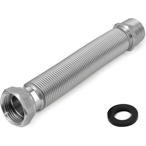 Tuyau Flexible Ondule en Acier Inoxydable de 1" 26/34 - Longueur Réglable de 200 à 400 mm - Tuyau de Raccordement Universel en Acier Inoxydable (1/5)