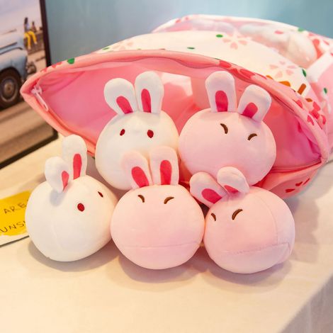 Coussin décoratif mignon en peluche, motif lapins Sakura, amovible, avec peluche, idéal pour la décoration et les cadeaux (35-50). (1/4)