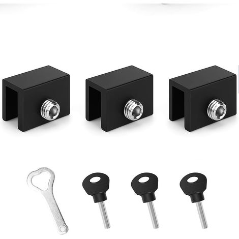 Ensemble de verrous noirs pour portes et fenêtres coulissantes - 3 pièces, robuste et durable (1/5)