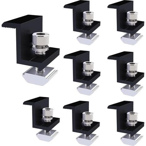 Lot de 8 Supports de Panneau Solaire de 30 mm Fixation Panneau Solaire Kit Panneau Solaire avec Batterie Réglables Convient pour Camping-Car, Toiture (Noir) (1/5)