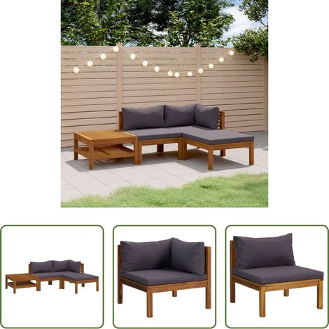 Holzsofa - 4-tlg. Garten-Lounge-Set mit Auflage Massivholz Akazie (1/5)