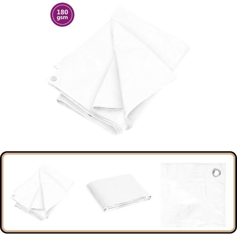 Bâche 180 g/m² 4x6 m Blanc PEHD - Bâche Imperméable - Bâche Plastique - Bâche De Protection - Bâche Jardin - Bâche Multifonction