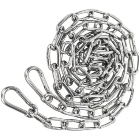 QORVA-Chaîne en Acier inoxydable 3mm 1,5m Chaine Acier + 2 pcs Mousqueton Chaîne de Maillon d'extension pour Accrocher Chaîne d'ancre
