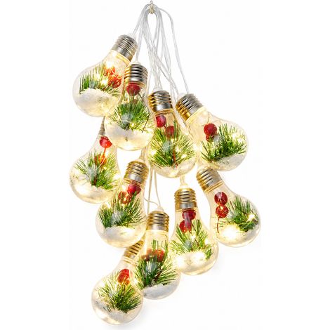 Guirlande LED de Noël USB en Forme d’Ampoules avec Télécommande, 10 Ampoules, 8 Modes, Sapin et Intérieur (1/5)