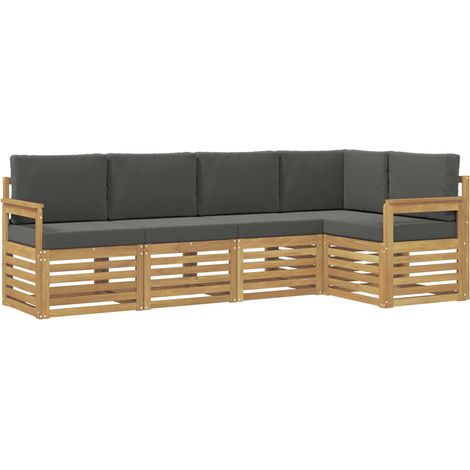 Set di divani da esterno 5 pz Bianco e Antracite Poliestere vidaXL (1/5)