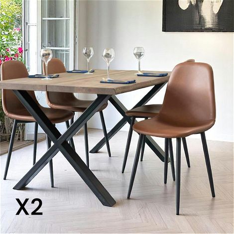 Chaise de salle à manger marron clair style vintage (lot de 2) BERLIN (1/5)