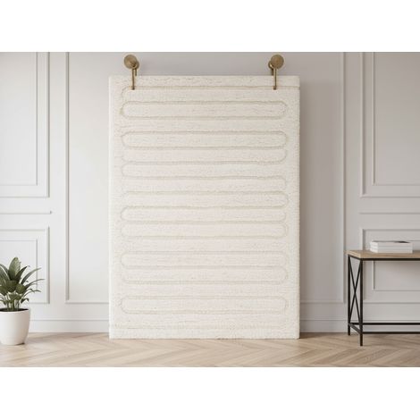 BOBOCHIC - Tapis poils longs CYRELLO motif graphique 200x290 Ecru (1/5)