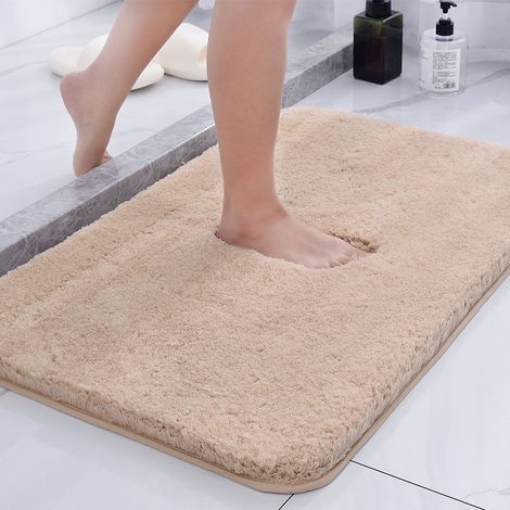 Tapis de Bain Lavable en Machine Gris Foncé Motif Moderne Tapis Absorbant et Confy pour Douche Antidérapant Séche Rapidement Microfibre 40x60 cm (1/4)