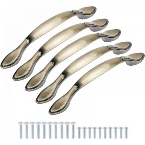Set di 10 maniglie per mobili vintage ad arco - Lunghezza 13 cm (96 mm interasse) - Bronzo verde - 96 mm (1/5)