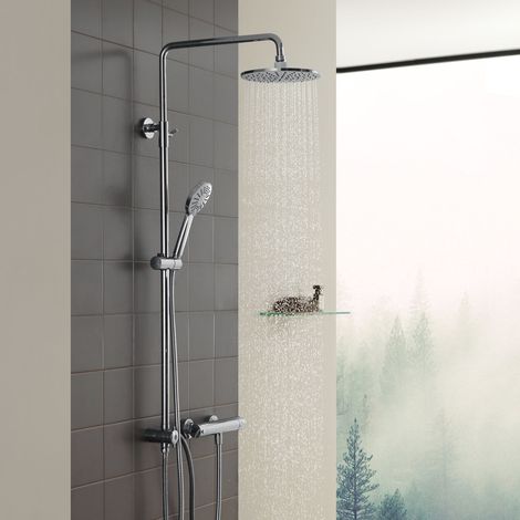 Sistema doccia staccabile, doccia cromata con doccetta a 3 funzioni, asta doccia in acciaio inox, soffione a pioggia per vasca/vasca, senza rubinetto