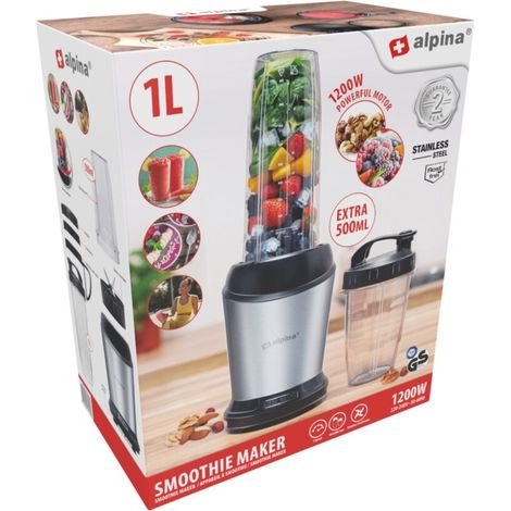 Frullatore Acciaio Inossidabile Smoothie Blender con Caraffa da Asporto 1200W (1/5)