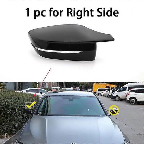 Schwarze Außenspiegelkappe in Carbonfaser-Optik für BMW 3er, 4er, 5er, 7er, 8er (G20, G21, G28, 320d, 330e, 330i, G30, G38, G11, G12, G15, G16, M4-Look) – 1 Stück rechts (Linkslenker) (1/5)