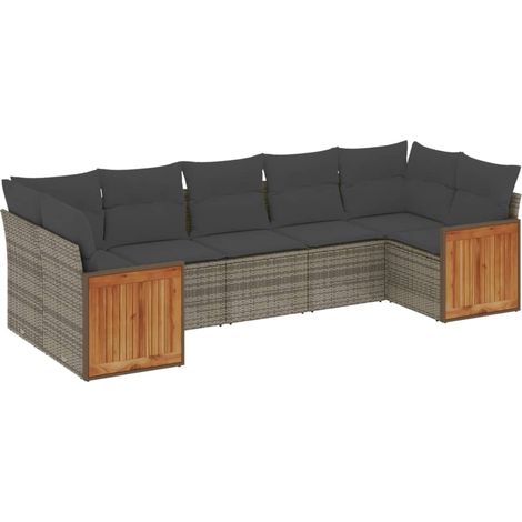 Maison Exclusive - 7-tlg. Garten-Sofagarnitur mit Kissen Grau Pol