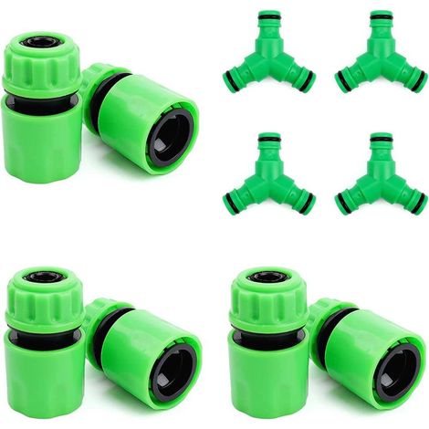 Raccord Tuyau Arrosage - 4 Pièces - ABS Vert - Séparateur Y 3 Voies - Irrigation Jardin - 15mm (1/5)