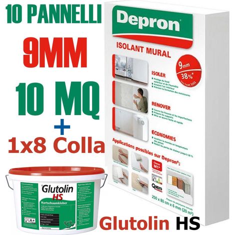 DEPRON PANNELLI ISOLANTI DA 9MM (125 X 80 ) CONFEZIONE DA 10MQ  + 1 GLUTOLIN 8KG + GUANTI OMAGGIO (1/5)