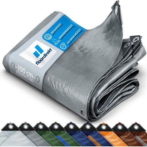 Floordirekt – Bâche de protection 80 g/m² argent 2 x 3 m – Résistante à l'eau et aux déchirures – Fixation stable avec illets inox – Pour chantiers humides (1/5)