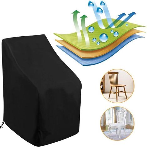 Housses de chaises empilables imperméables en tissu Oxford 210D pour chaises longues et chaises empilables sur terrasses extérieures (1/4)