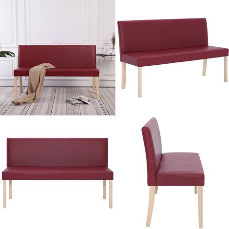 Sitzbank 139,5 cm Weinrot Kunstleder - Wohnzimmerbank - Flurbank - Holzbank - Lederbank - Rote Bank - Home & Living (1/5)