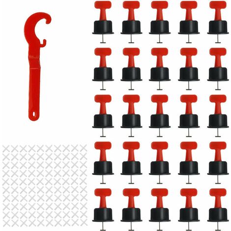 Kit de nivellement de carrelage plat en céramique (126 pièces) pour sols et murs. Outils de construction inclus. (1/2)