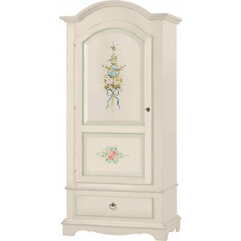 Armadio Legno 1 Porta Bianco con decori