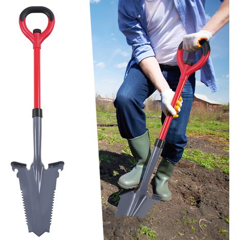 SWANEW Vanga da giardino lama a V rovesciata appuntita vanga tutto in uno - vanga da giardiniere rossa (1/5)