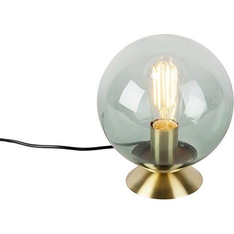 QAZQA Lampada da tavolo pallon - Art déco - Vetro,Acciaio - Ottone/Verde - Sfera Max. 1 x Watt
