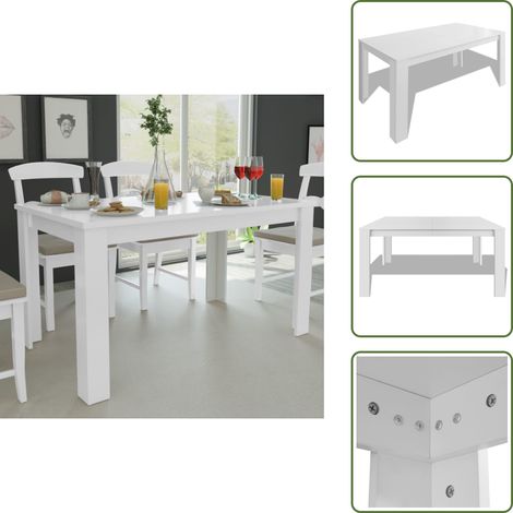 The Living Store Esstisch 140x80x75 cm Weiß - Holz Esstisch (1/5)