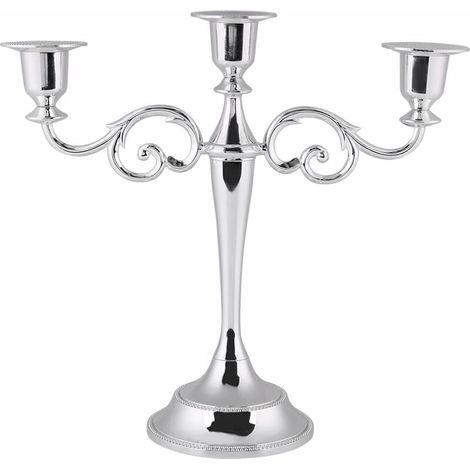 Vintage 3-Arm Metal Chandelier for Wedding, Living Room, and Table Decoration (Color: Silver) (1/5)