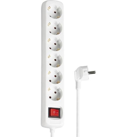 Multiprise 6 Prises 16A avec Interrupteur Rallonge multiprises 1.4m Bloc 6 Prises Type F Schuko Idéal Bureau PC luminaires Atelier Meuble TV Garage Noir (1/2)