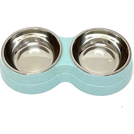Gamelle double pour animaux, avec revêtement intérieur en acier inoxydable, pour chats et chiens.