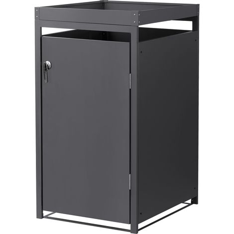 ML-Design Copribidone per Spazzatura Singolo 240 L per 1 Contenitore Pattumiera 68x80x124 cm Antracite Acciaio Resistente alle Intemperie con Fioriera Copri Bidone Rifiuti Pattume Spazzatura Esterno