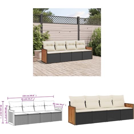 4-tlg. Garten-Sofagarnitur mit Kissen Schwarz Poly Rattan - Gartensorganisation - Outdoor Möbel - Gartenlounge - Lounge Set - Esstischset - Home & Living (1/3)