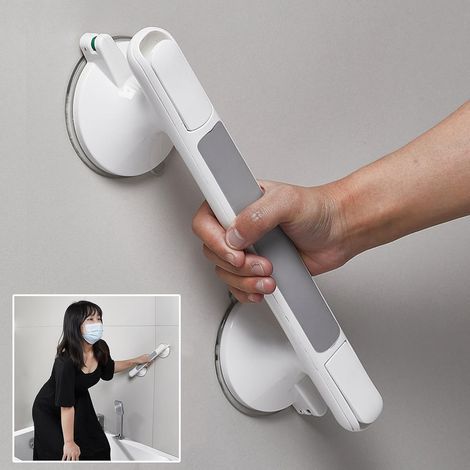 Duschhaltegriff mit Saugnapf für Bad und Dusche, einfache Montage, wasserdichter Sicherheitsgriff für Dusche und Badewanne, geeignet für Senioren, grau (1/5)